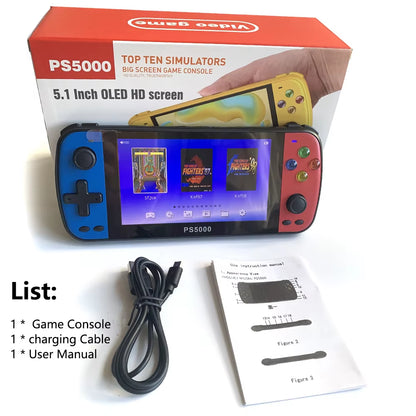 PS5000 Portable Handheld Game Console for PS1/MAME/MD/NES/SNES Video Gaming Modern Portable 5 Inch 3000+ Gaming Console