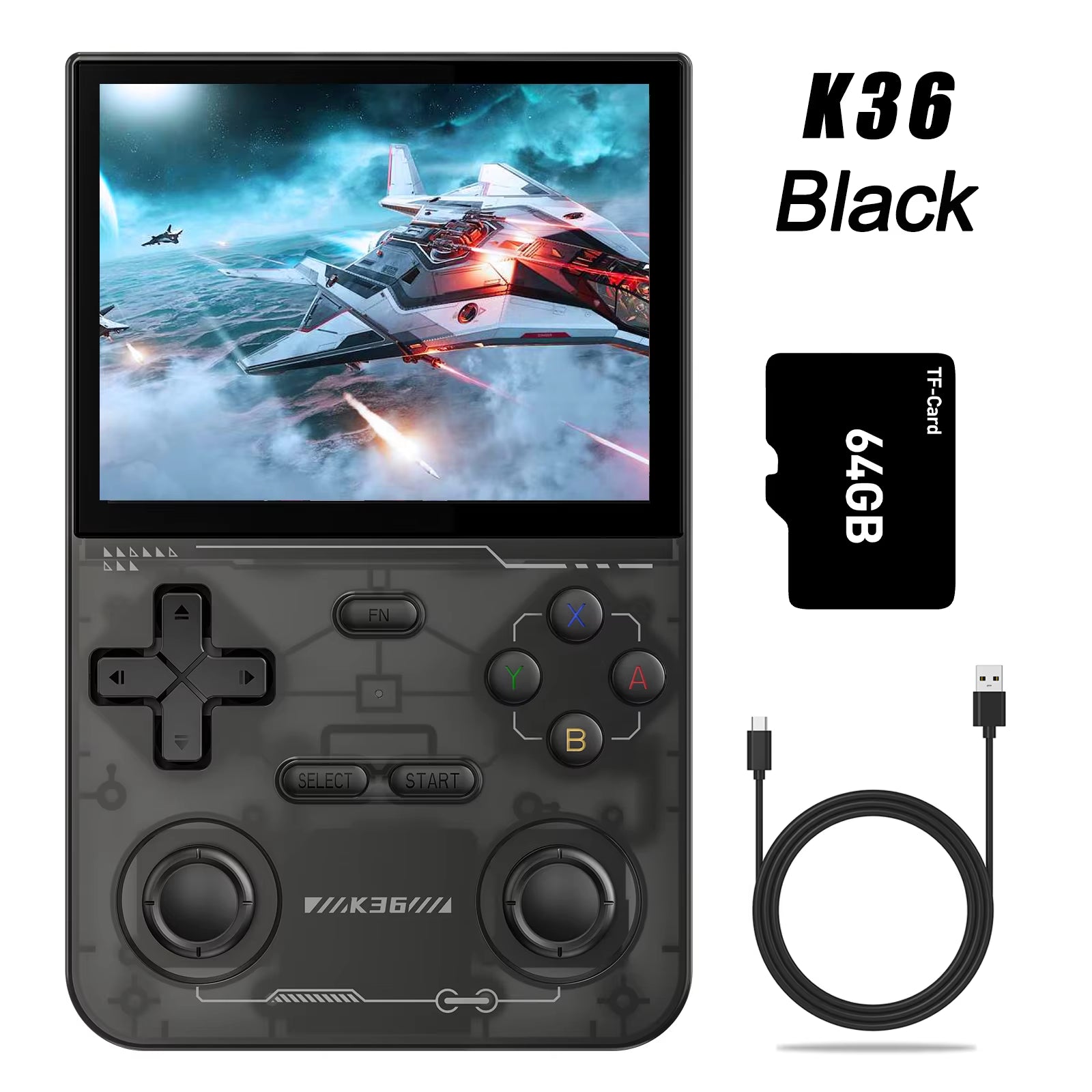 Handheld Game Console 3.5Inch IPS 640X480 Screen 64GB Memory Classic Games Portable Handheld Open Source Game Console