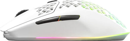 Aerox 3 Wireless - Holey RGB Gaming Mouse - Ultra-Lightweight Water Resistant Design - 18K DPI Truemove Air Optical Sensor -Snow