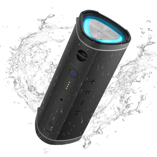 Bluetooth Speaker Portable, Waterproof Speaker IPX6, Wireless Speaker with Colorful Lights, Bluetooth 5.3, Mircrophone, TWS Pairing