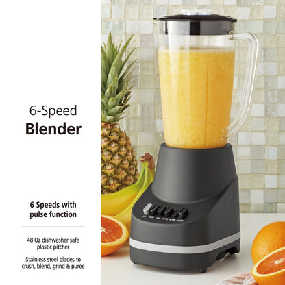 6 Speed Blender with 48 Ounce Jar, 360 Watt, Black, New